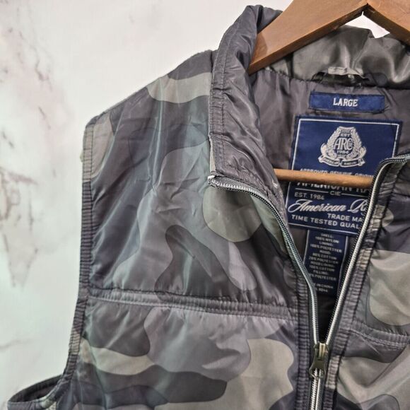 American Rag Vest Mens Large Camo Puffer Green Woodland Synthetic Insulated - Picture 2 of 9